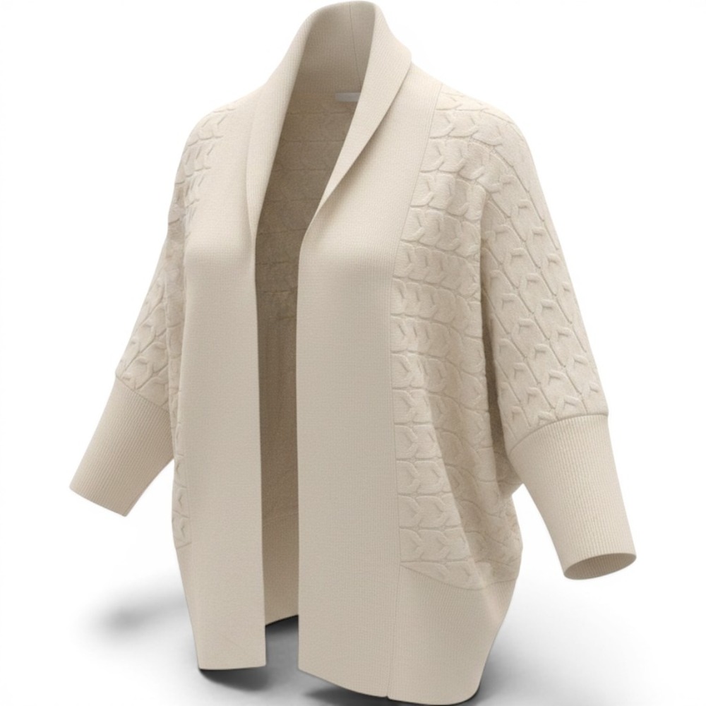 Anthropologie Cardigan Womens XS Cream Horse Graphic Cable Knit Shawl